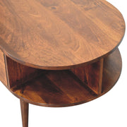 Oval Wood Coffee Table with Storage
