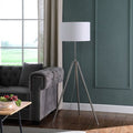 Adjustable Tripod Chrome Floor Lamp — alternate color temperature setting