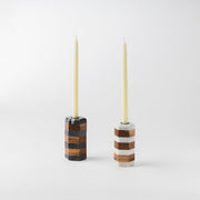 Striped Marble Acacia Taper Candleholder