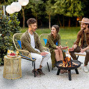 Outdoor Wicker Patio Bistro Set 3 Piece With Glass Table