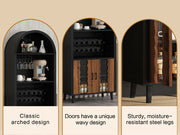 Arched Black Wood Bar Cabinet
