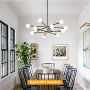 33 Inch Modern Black Gold Chandelier 12 Light Adjustable