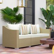 Comfortable All Weather Wicker Patio Sofa with Cushions