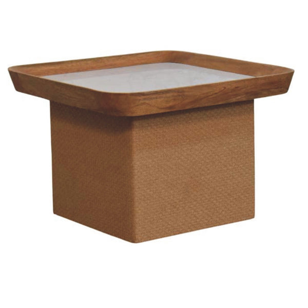 Woven Base Marble Top Coffee Table