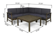 Close-up of acacia wood grain and teak-finish detail — Acacia Wood Sectional Outdoor Sofa Set