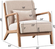 Mid-Century Upholstered Wood-Frame Accent Chair