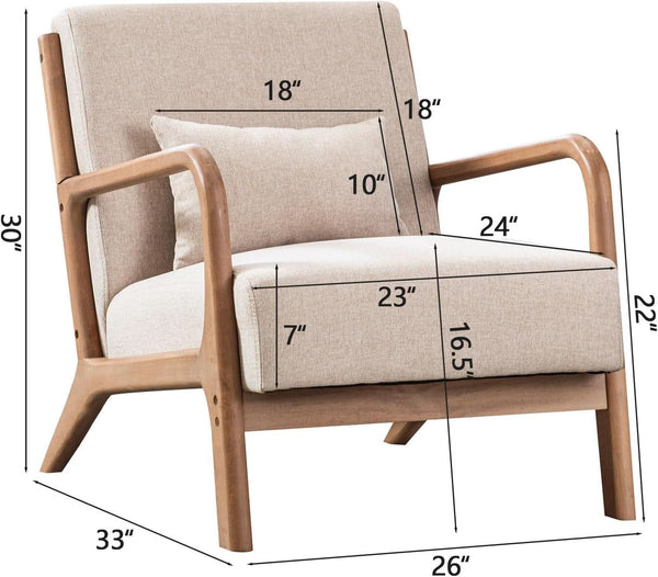 Mid-Century Upholstered Wood Frame Accent Chair