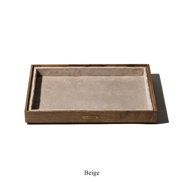 Wood-Grain Velvet-Lined Stackable Jewelry Tray
