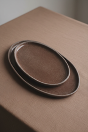 Grit-Glazed Stoneware Oval Platter