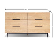Light Oak Six-Drawer Dresser