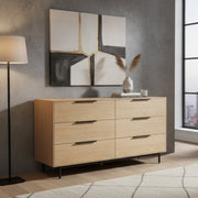Light Oak Six-Drawer Dresser