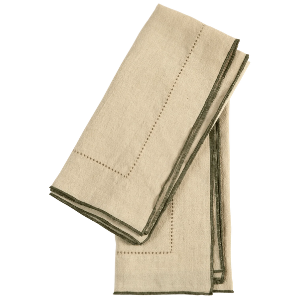 Hemstitch Linen-Blend Dinner Napkin Set