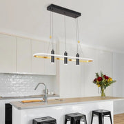 Black & Gold Four-Light LED Island Pendant