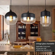 Wood-Grain Cap Glass Pendant Light