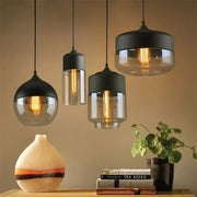 Wood-Grain Cap Glass Pendant Light