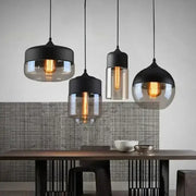 Wood-Grain Cap Glass Pendant Light