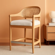 Cane Back Boucle Counter Stool