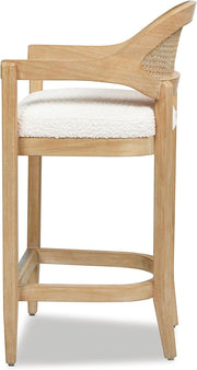 Cane Back Boucle Counter Stool