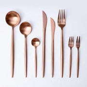 Close-up of material and construction detail — Matte Rose Gold Flatware Set