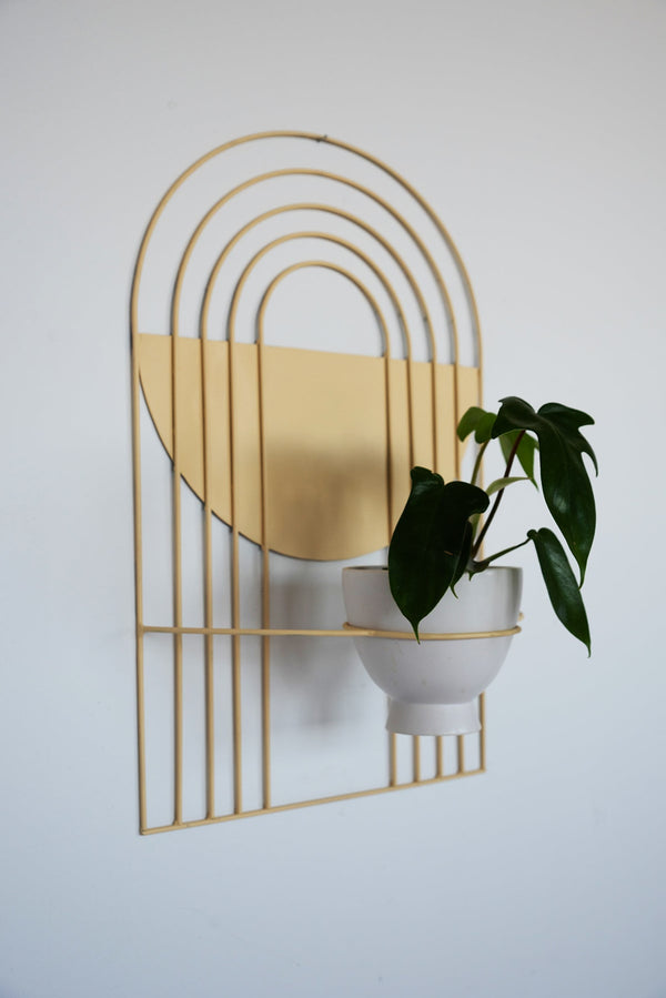 Arch-Form Painted Metal Wall Planter — scale reference and proportion detail