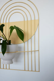 Arch-Form Painted Metal Wall Planter — back and side profile detail