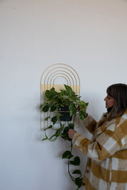 Arch-Form Painted Metal Wall Planter — detail of finish and surface variation