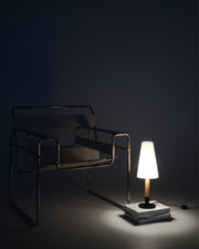 Linen Shade Wood-Stem Table Lamp