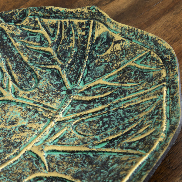 Patinated Leaf-Form Decorative Dish
