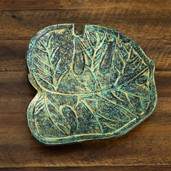 Patinated Leaf-Form Decorative Dish