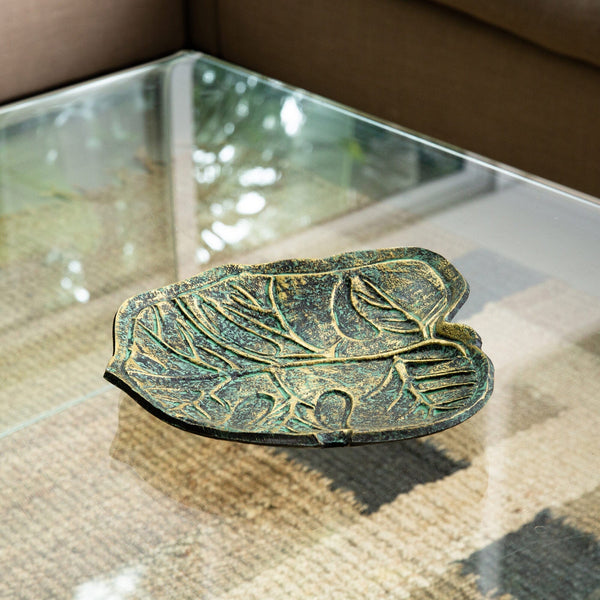 Patinated Leaf-Form Decorative Dish