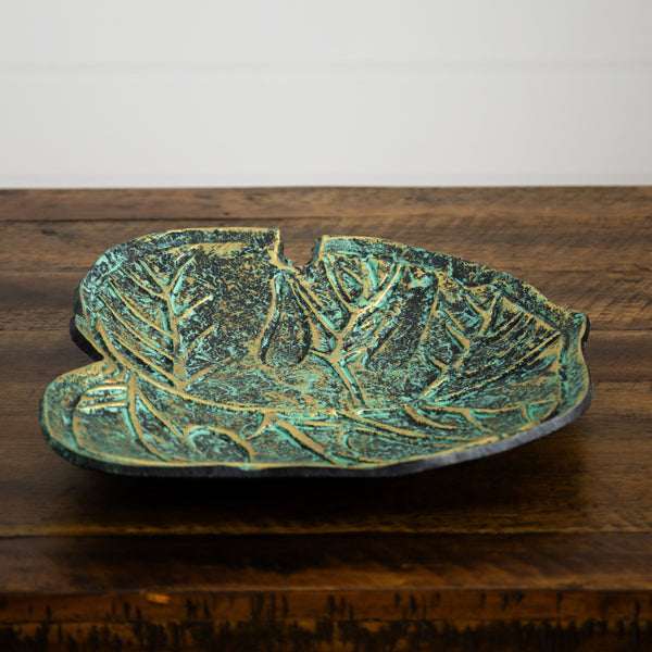 Patinated Leaf-Form Decorative Dish