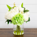 Faux Peony Hydrangea Tulip Arrangement