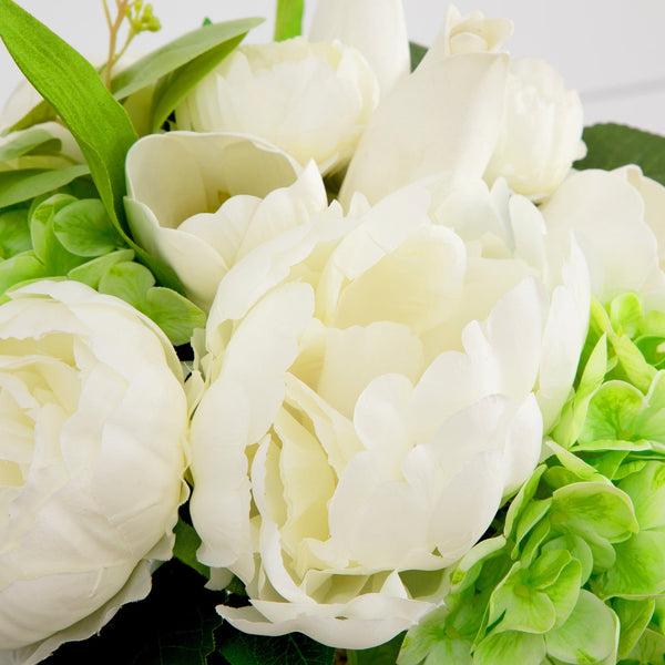 Faux Peony Hydrangea Tulip Arrangement