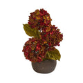 Fall Hydrangea Artificial Stone Vase Arrangement