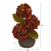 Fall Hydrangea Artificial Stone Vase Arrangement
