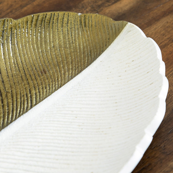 Gold and White Leaf Decorative Tray