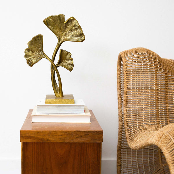 Gold-Finish Ginkgo Leaf Sculpture
