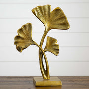 Gold-Finish Ginkgo Leaf Sculpture