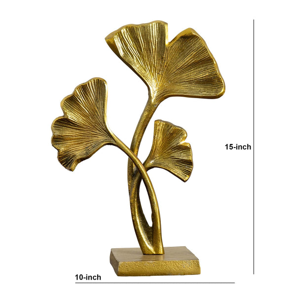 Gold-Finish Ginkgo Leaf Sculpture