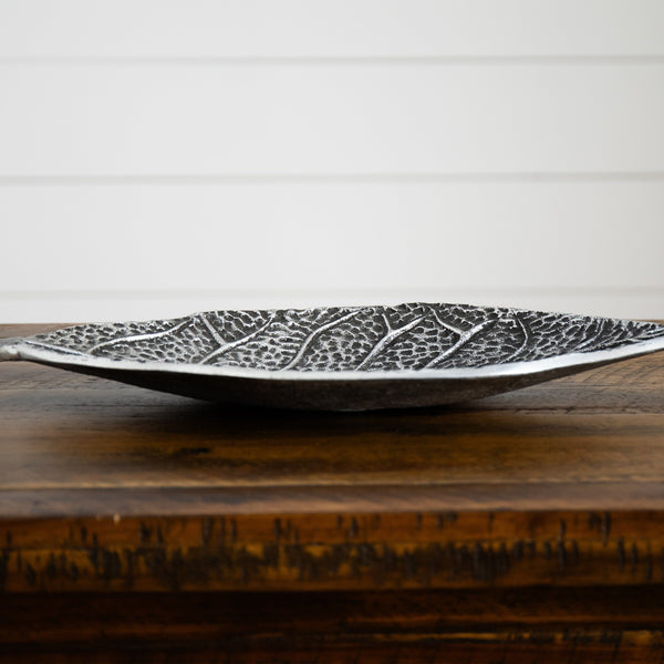 Antiqued Metal Leaf Catchall Tray