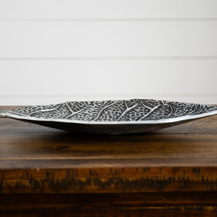 Antiqued Metal Leaf Catchall Tray