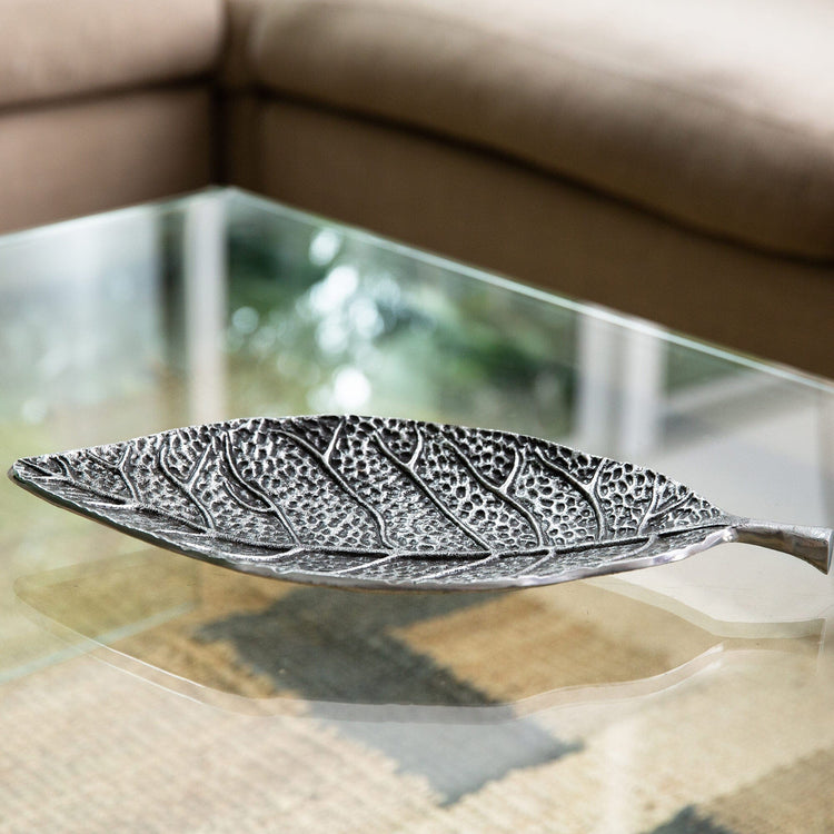 Antiqued Metal Leaf Catchall Tray