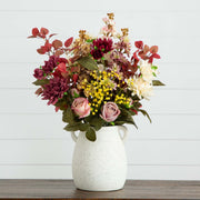 Mixed Floral Arrangement Speckled Ceramic Vase