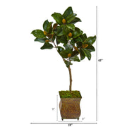 Magnolia Leaf Artificial Tree Metal Planter