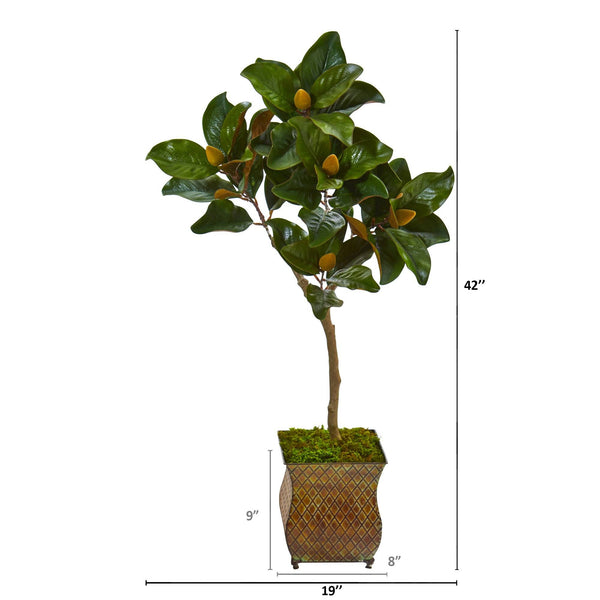 Magnolia Leaf Artificial Tree Metal Planter