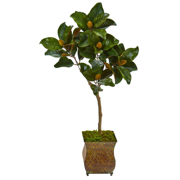 Magnolia Leaf Artificial Tree Metal Planter