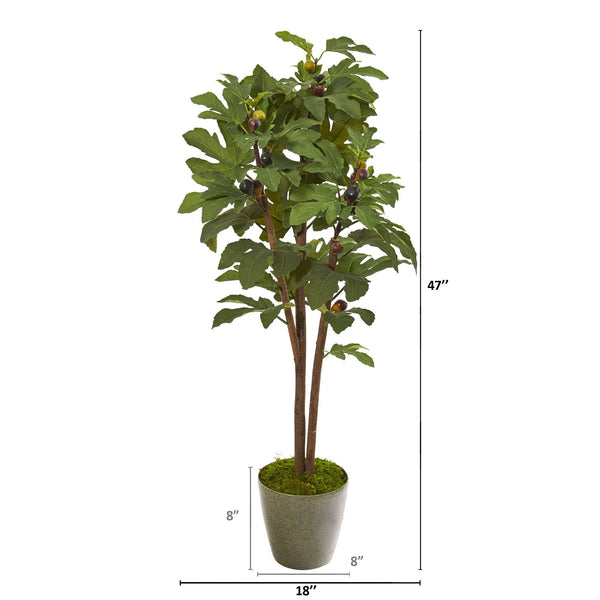 Artificial Fig Tree Green Planter