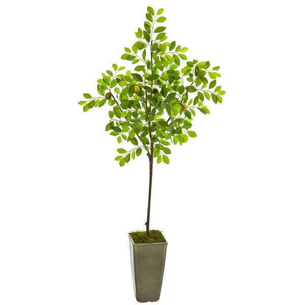 Faux Lemon Topiary Tree Planter