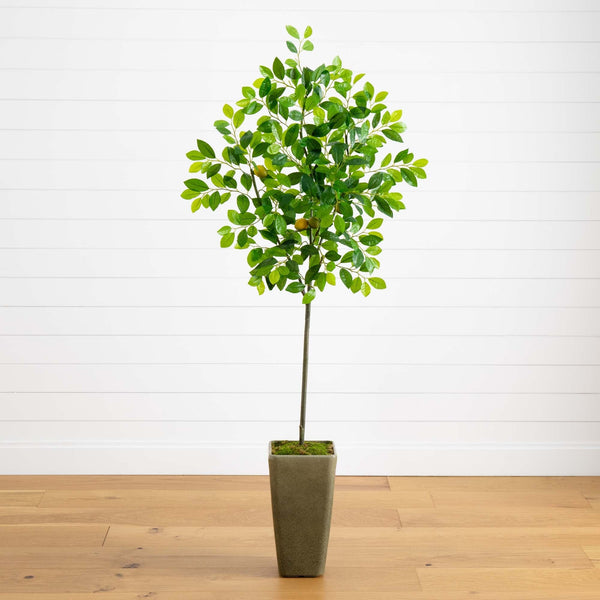 Faux Lemon Topiary Tree Planter