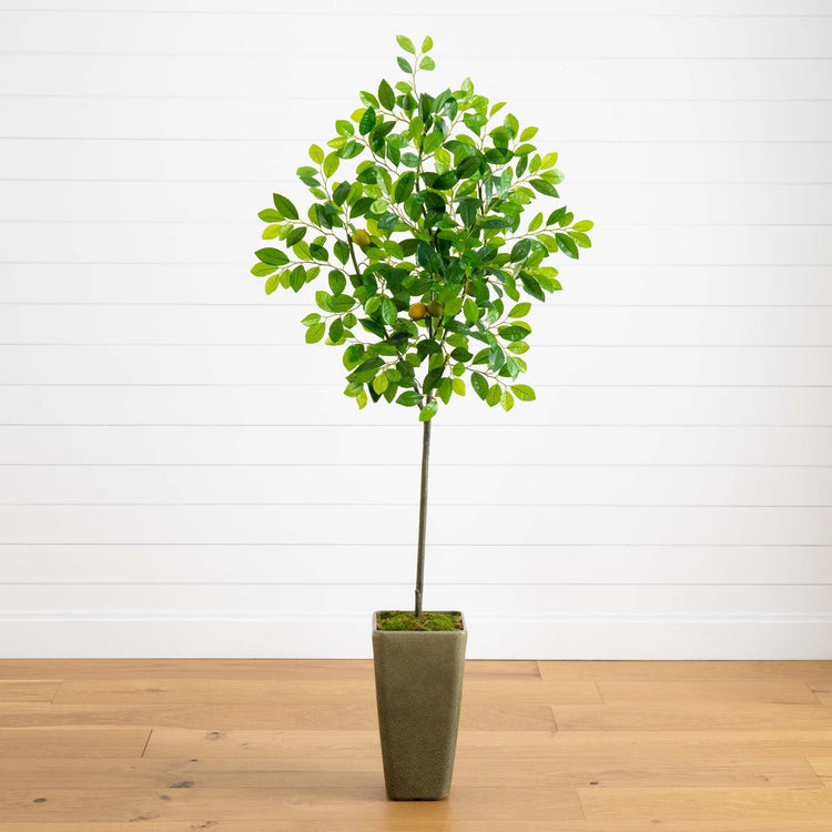 Faux Lemon Topiary Tree Planter